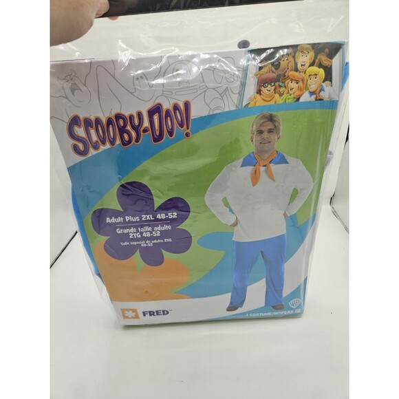 Scooby Doo Men's Adult Plus 2XL 48-52 FRED Halloween Costume Cosplay.  NEW - Picture 1 of 6